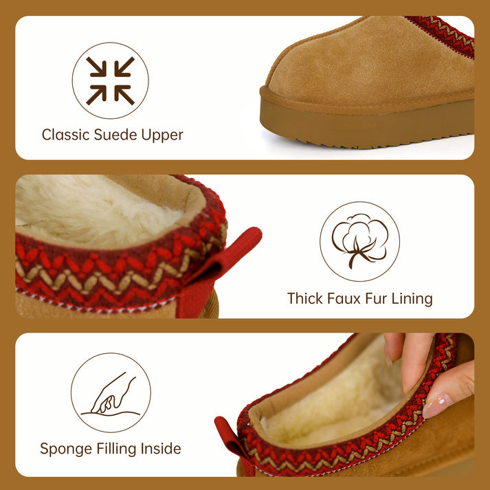 TERO WarmTeddy Premium Fluffy Lined Suede Slippers